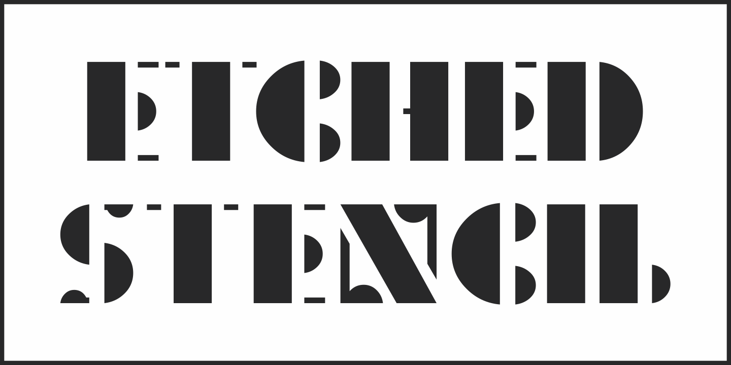 Ejemplo de fuente Etched Stencil JNL Oblique